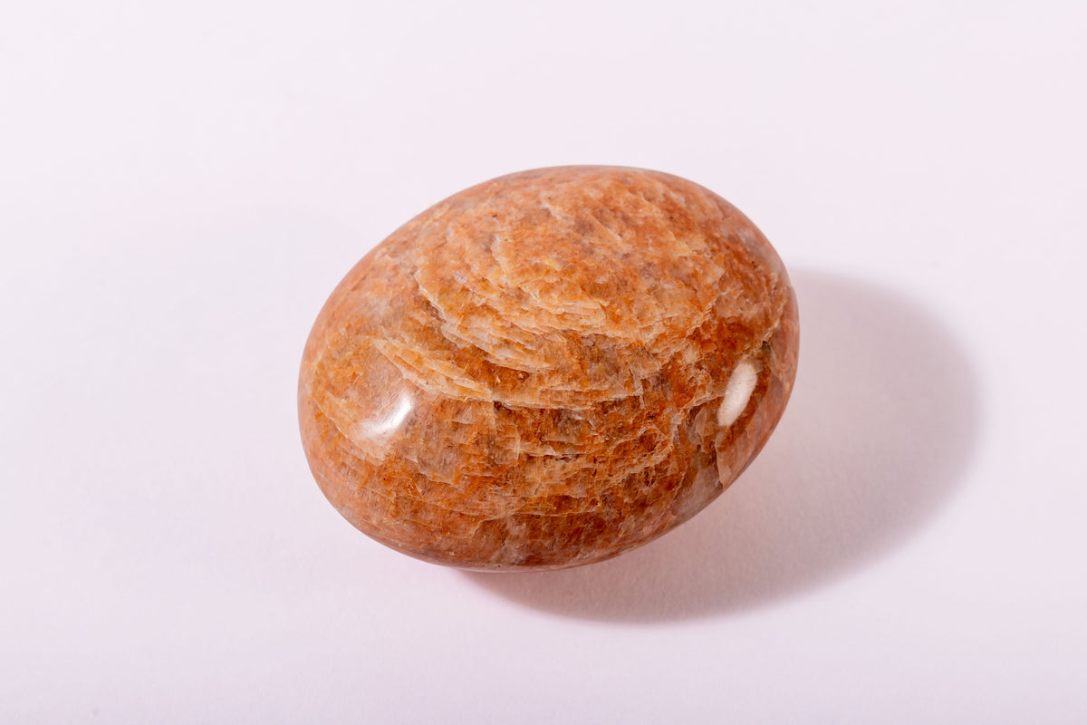 Peach Moonstone Palm Stone