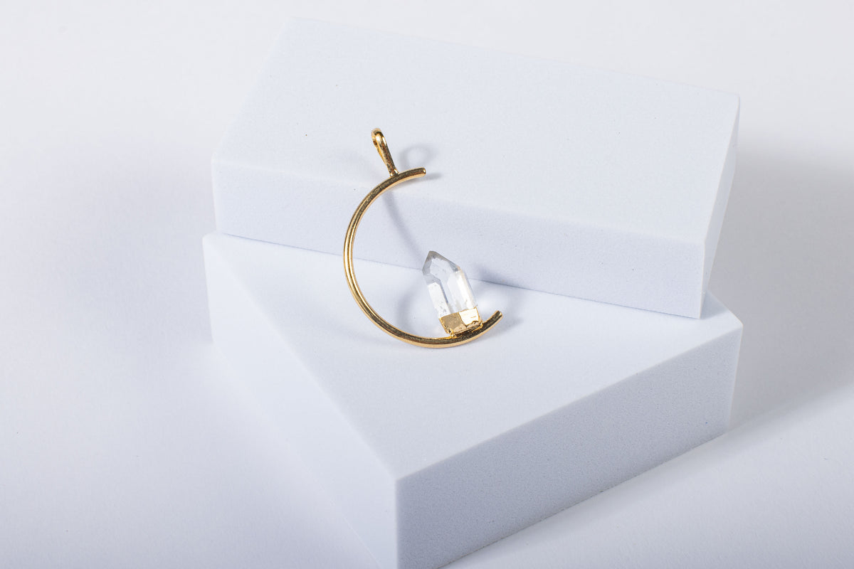 Half Moon Clear Quartz Pendant