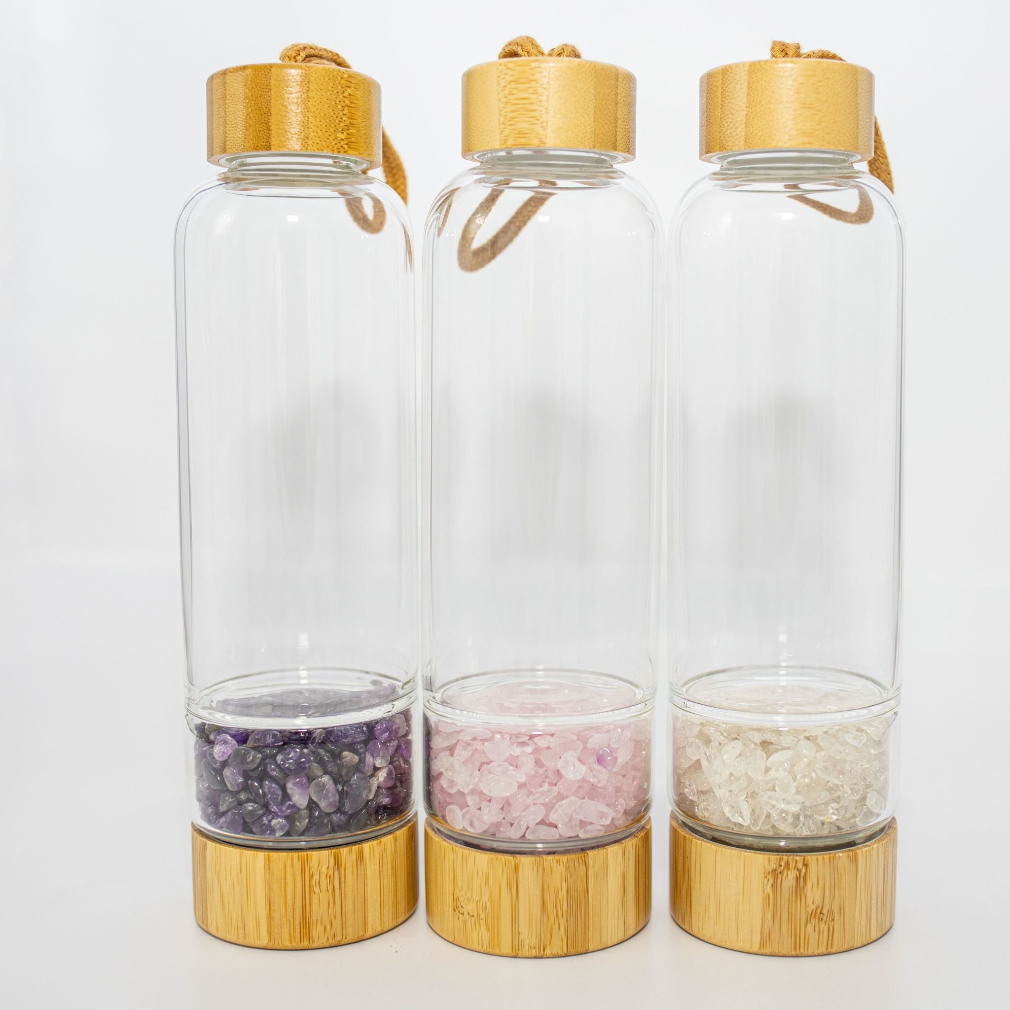 Smudgealicious • Glass & Bamboo Crystal Water Bottles