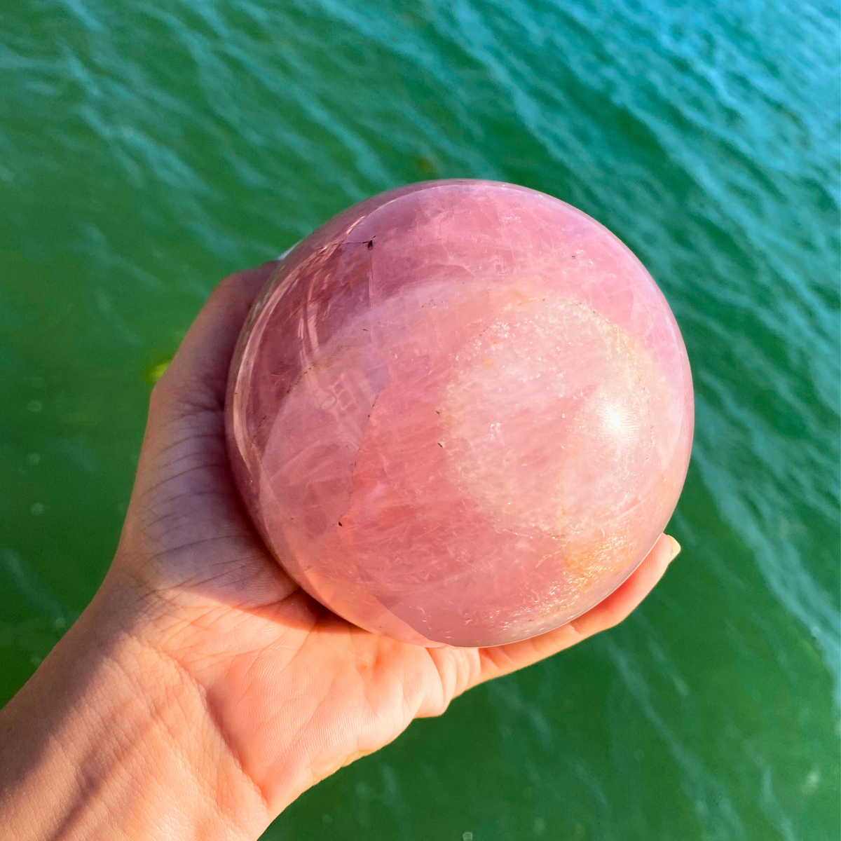 Rose Quartz Sphere with Amethyst