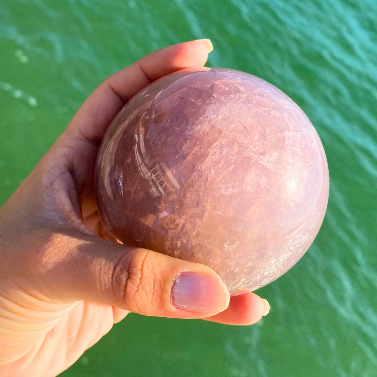 Rose Quartz Sphere with Amethyst