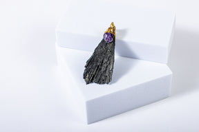 Black Kyanite with Amethyst Pendant
