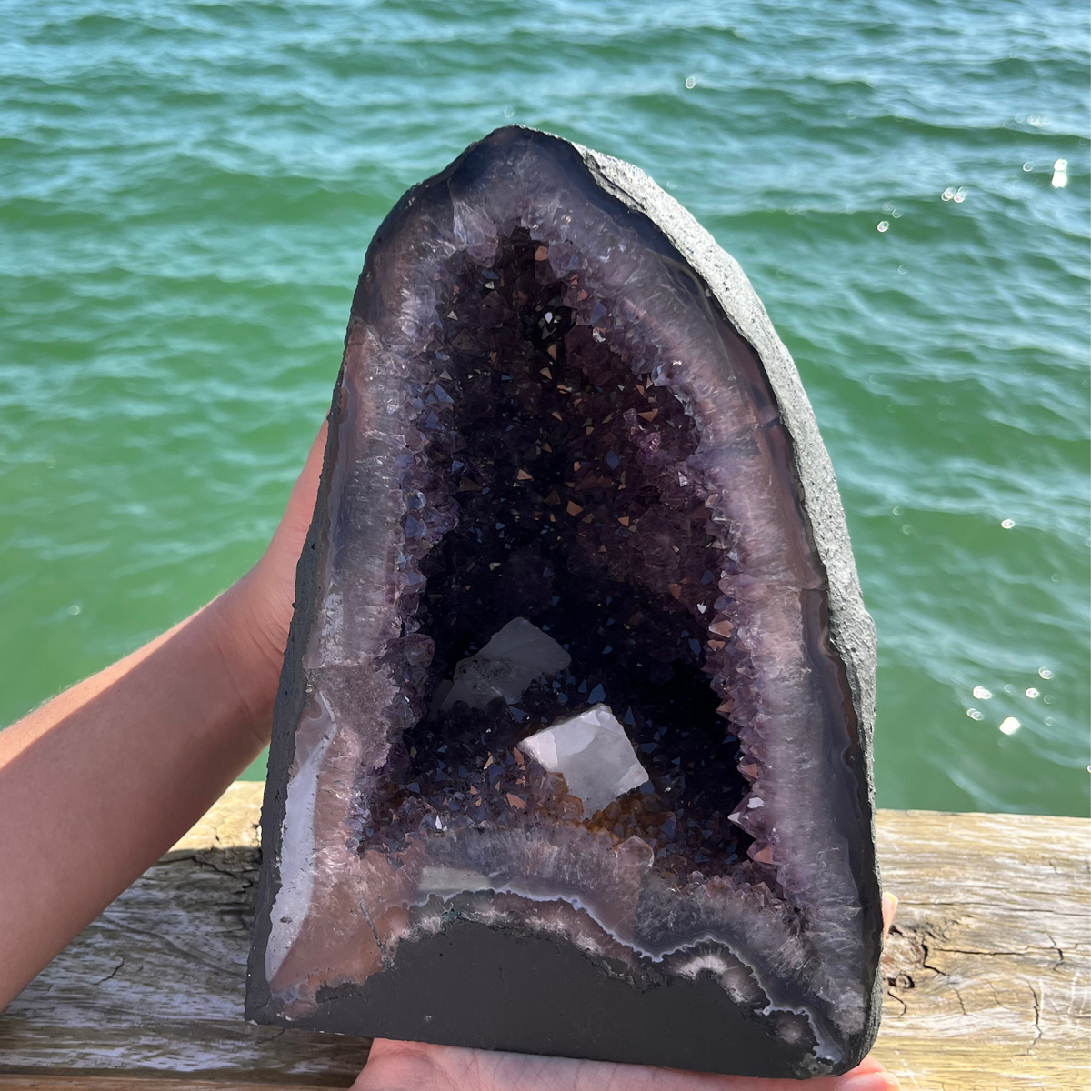 Amethyst Geode with Calcite