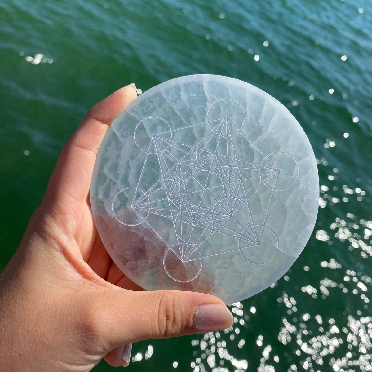 Selenite Disc [Sacred Geometry]