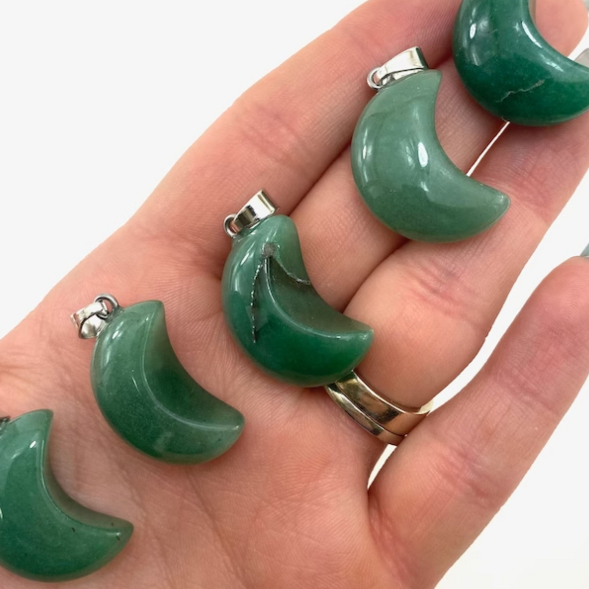 Aventurine Moon Pendant