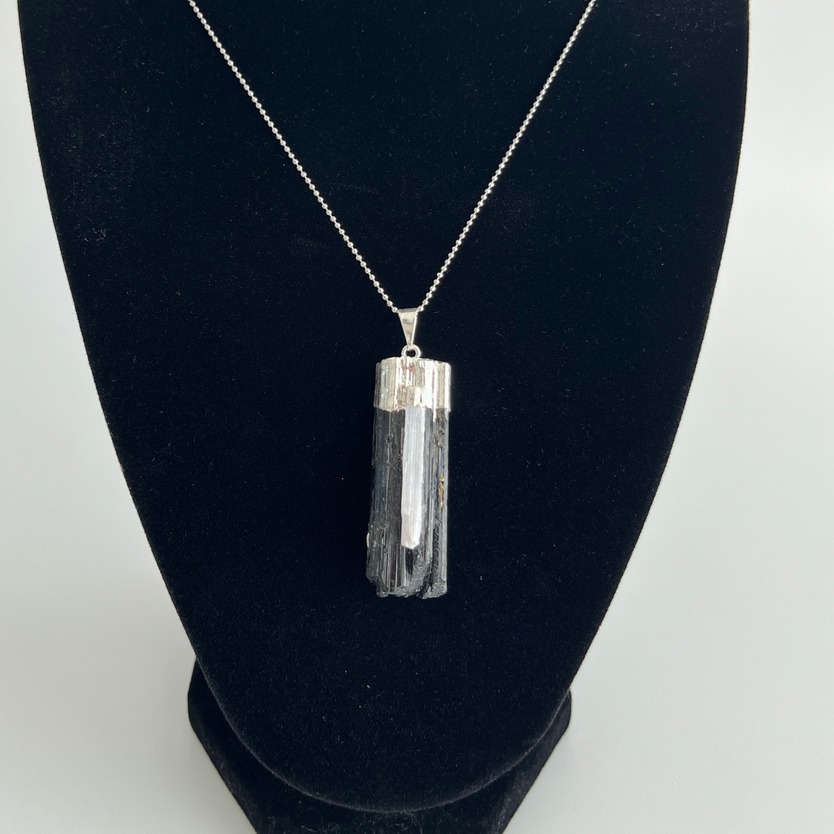 Black Tourmaline Pendant with Selenite