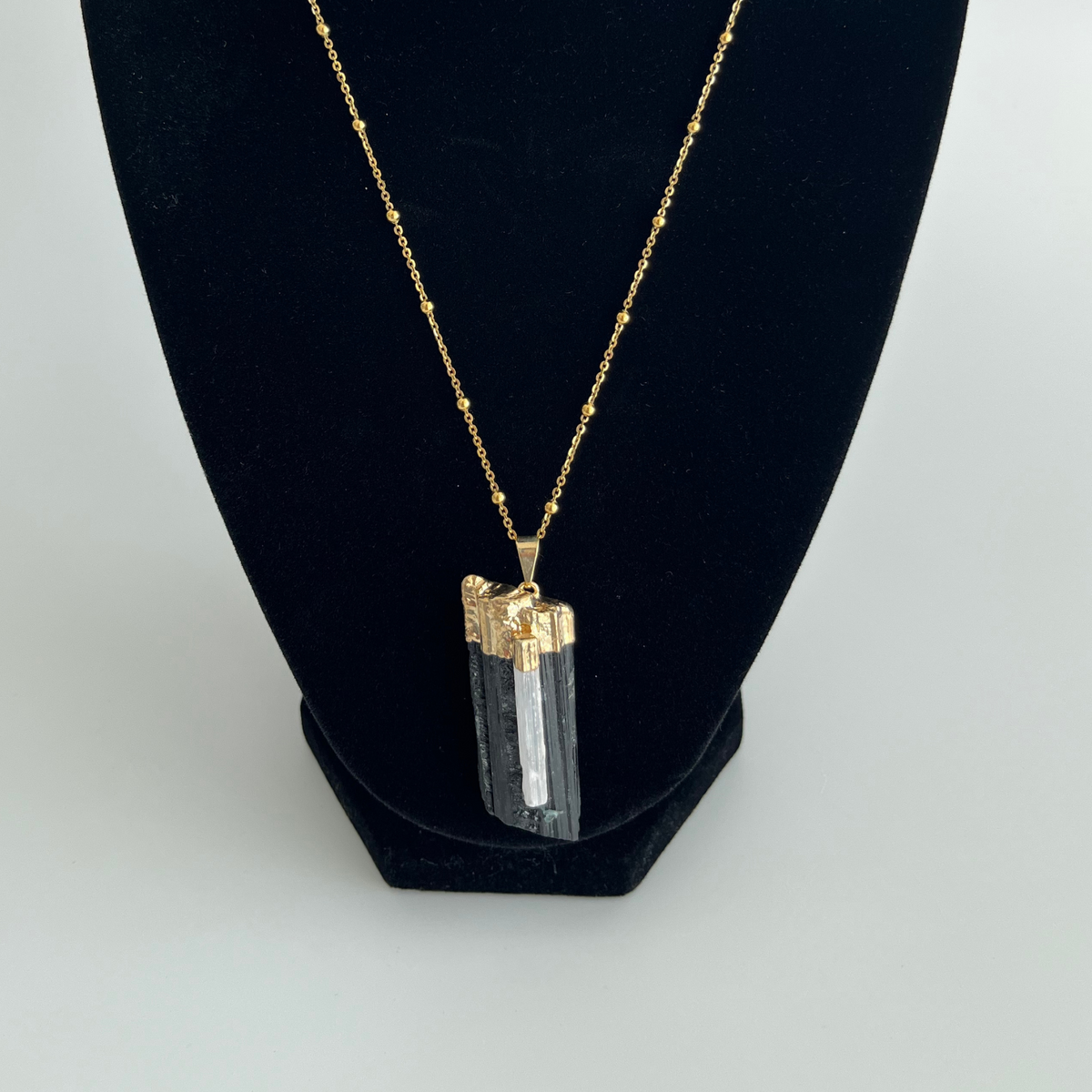 Black Tourmaline Pendant with Selenite