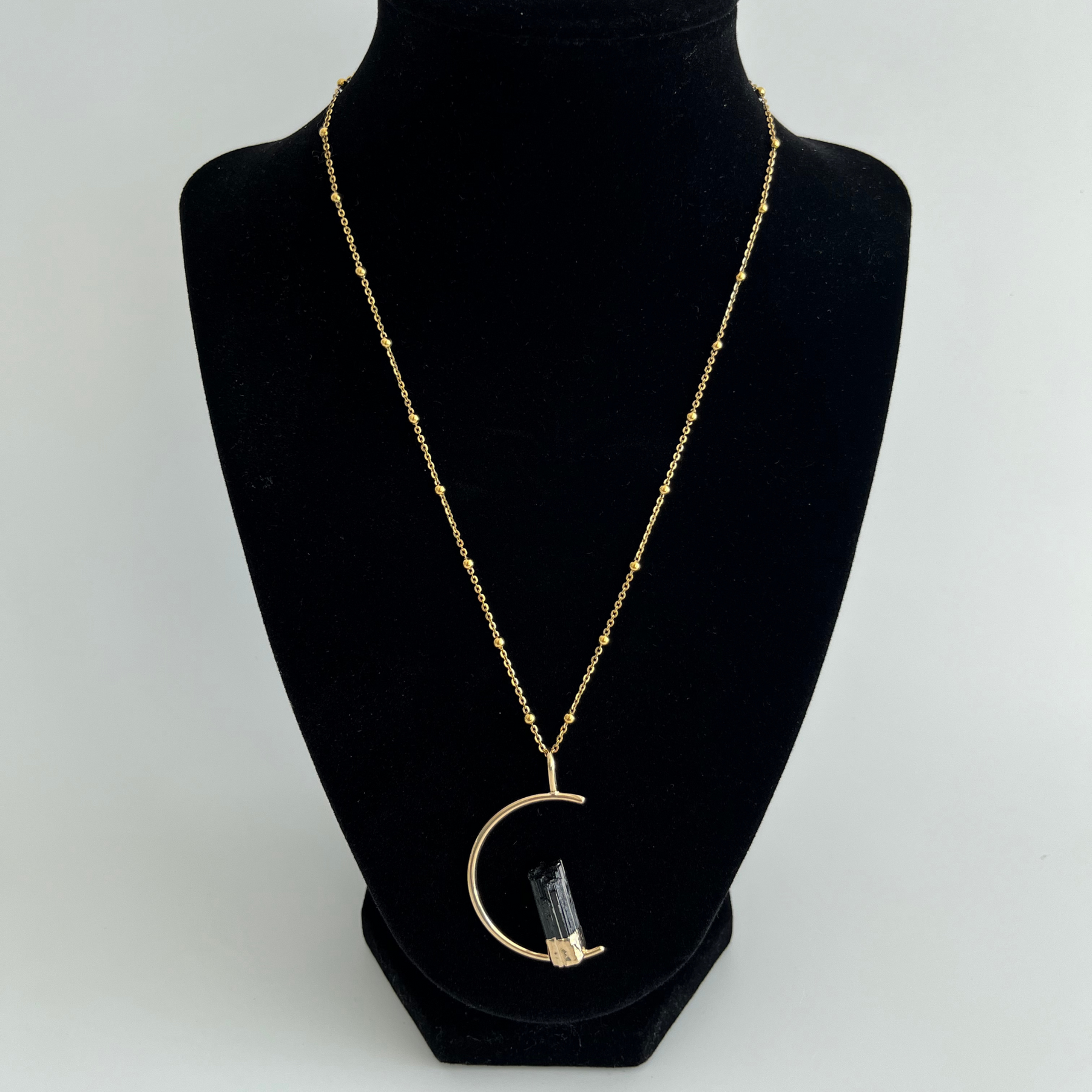 Half Moon Black Tourmaline Pendant