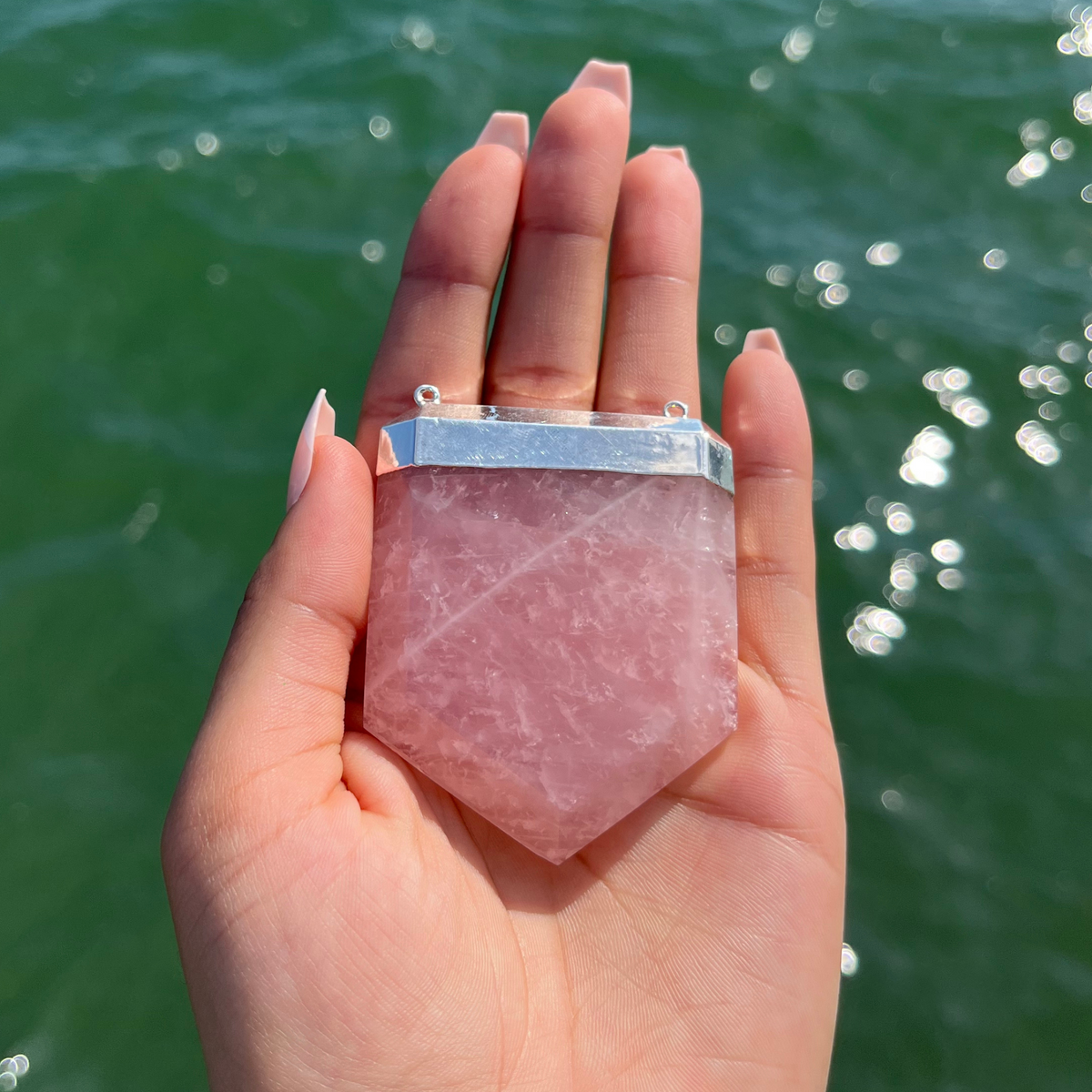 Rose Quartz Triangle Pendant