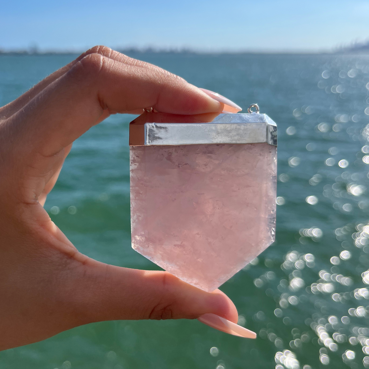 Rose Quartz Triangle Pendant