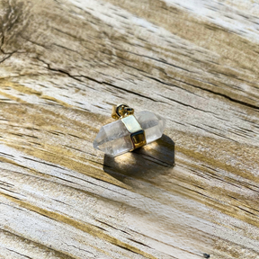 Double Terminated Clear Quartz Gold Pendant