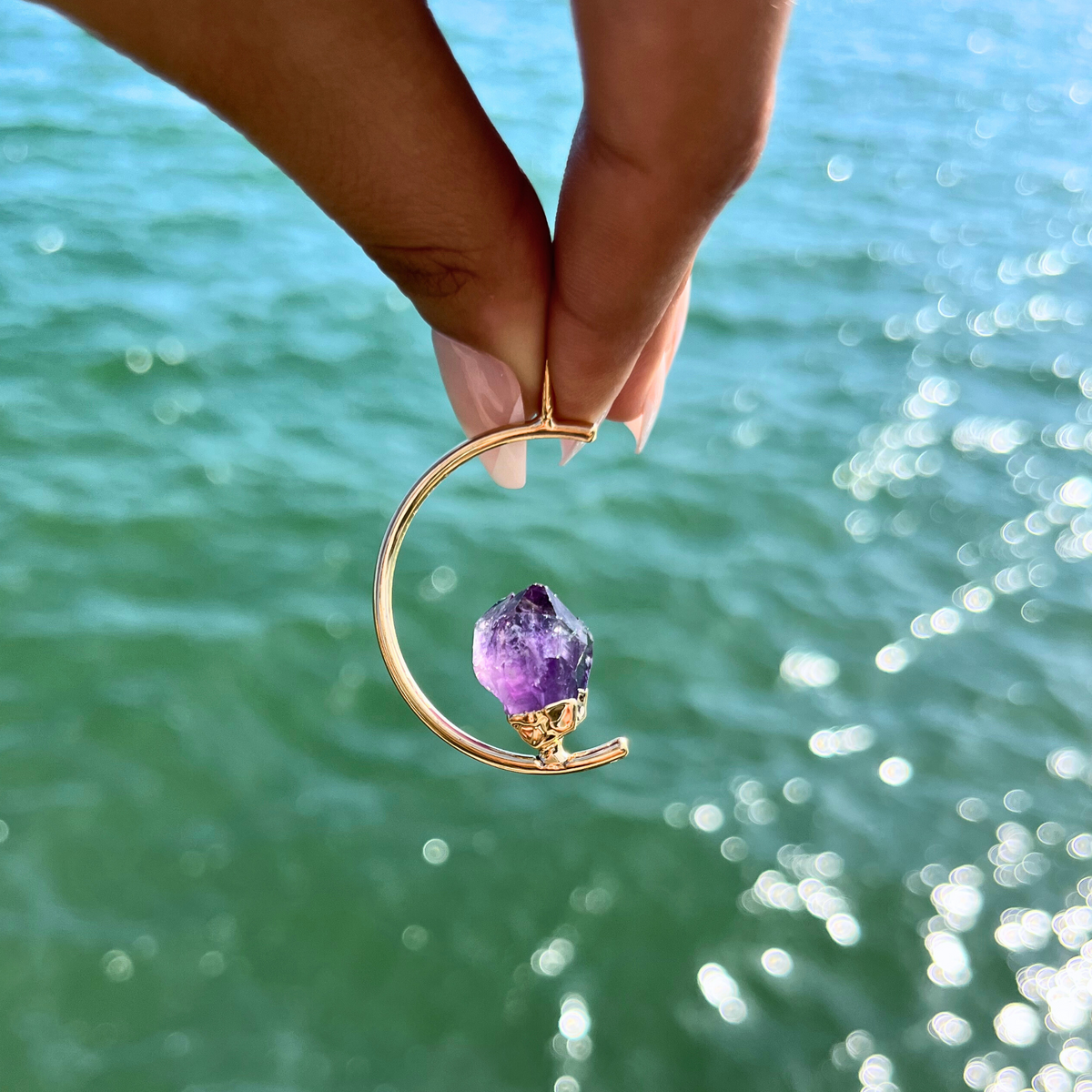 Half Moon Amethyst Pendant