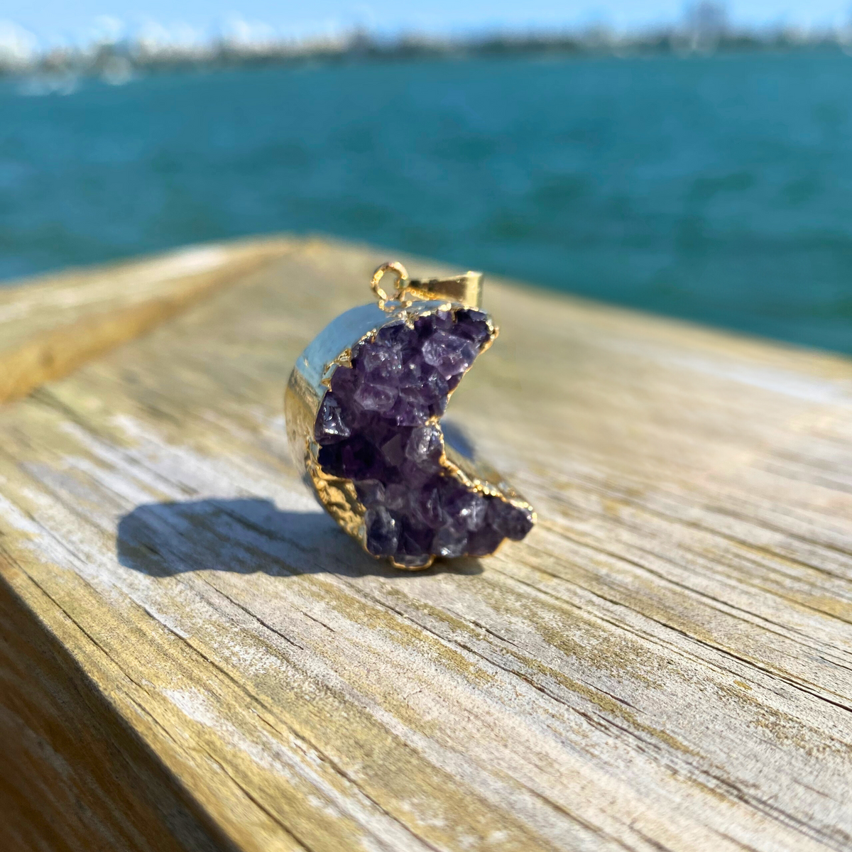 Amethyst Half Moon Pendant